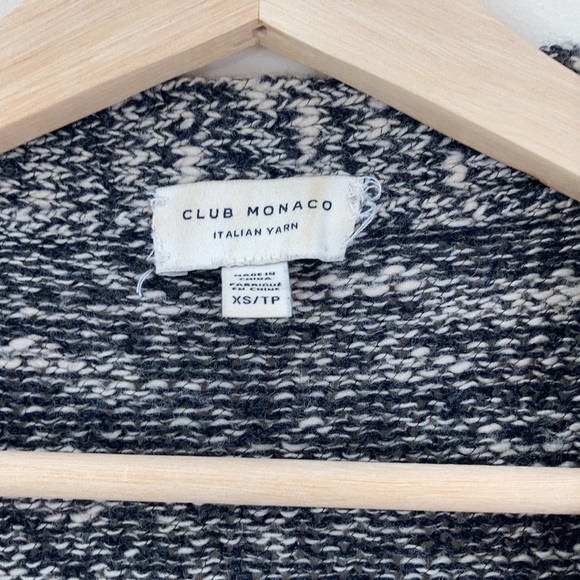 Club Monaco Italian yarn cardigan v-neck black and cream - Picture 2 of 6